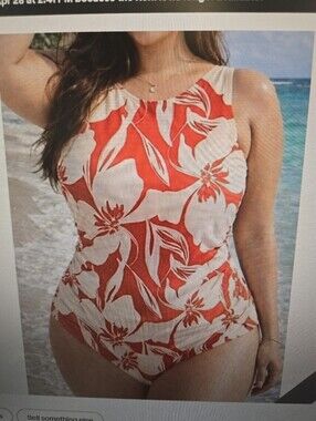 NEW w/ tags, Sand & Shore 1 pc swimsuit red floral size 20